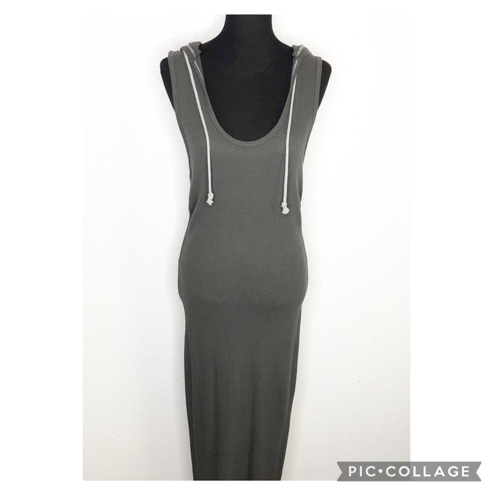 R&R Surplus charcoal gray hooded thermal tank maxi dress size Medium NWT